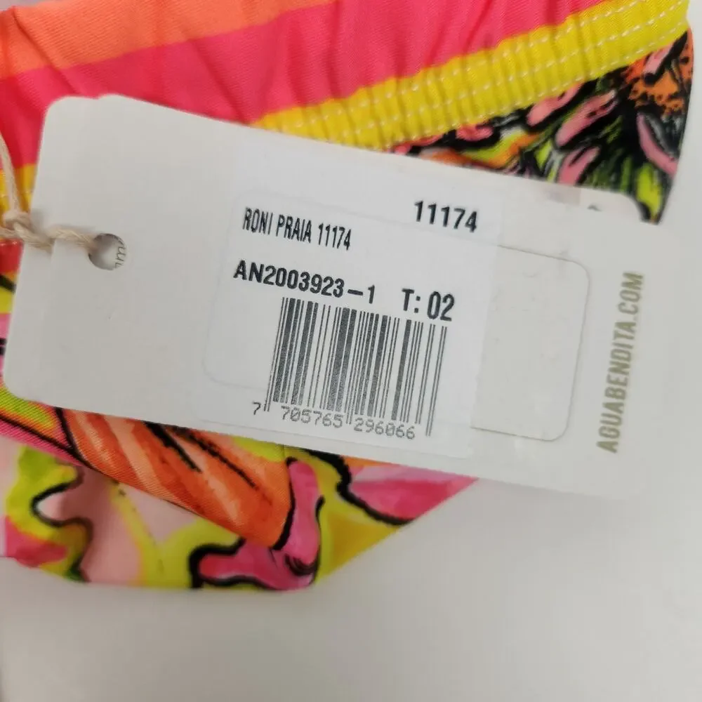 Agua Bendita Roni Sun Protection Pant in Praia Print Neon Pink Kids Size 02 NWT